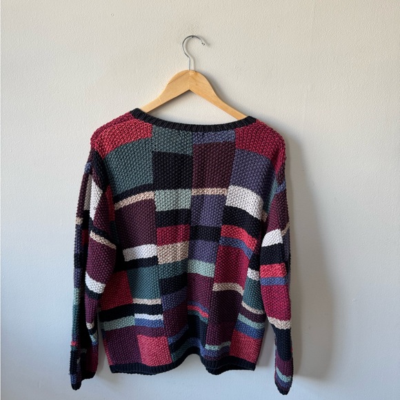 Vintage Multicolor Patchwork Knit Cardigan - Picture 8 of 8